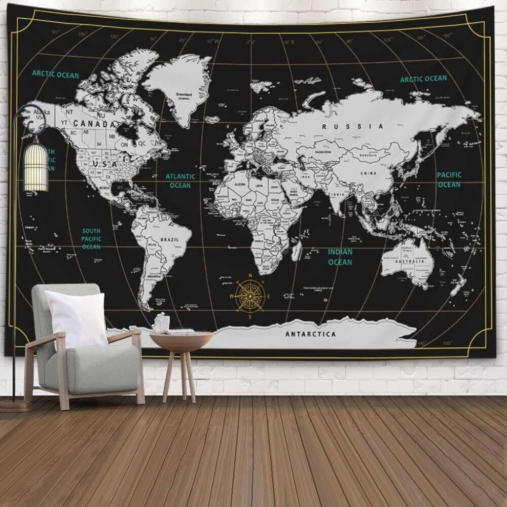 World Map Tapestry for Kids Student Wall Tapestry World Geographical Distributio - Picture 2 of 7